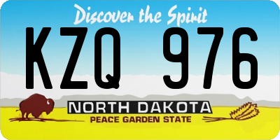 ND license plate KZQ976