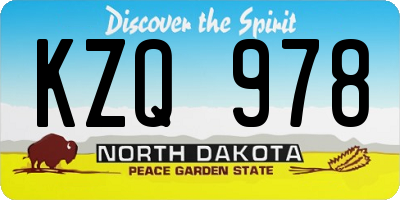 ND license plate KZQ978