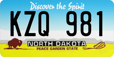 ND license plate KZQ981