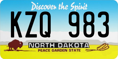 ND license plate KZQ983