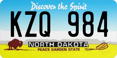 ND license plate KZQ984
