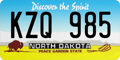 ND license plate KZQ985