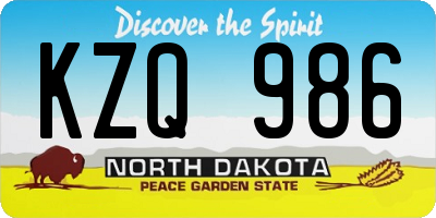 ND license plate KZQ986