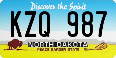 ND license plate KZQ987