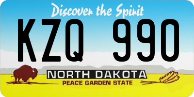 ND license plate KZQ990