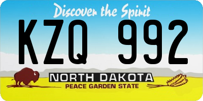 ND license plate KZQ992