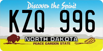 ND license plate KZQ996