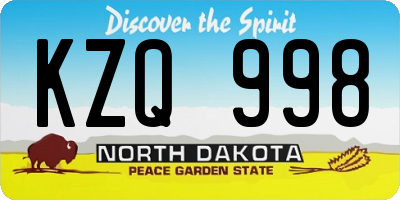 ND license plate KZQ998