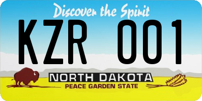 ND license plate KZR001