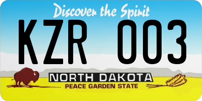 ND license plate KZR003