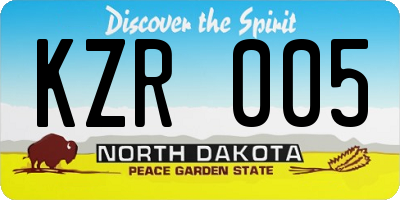 ND license plate KZR005