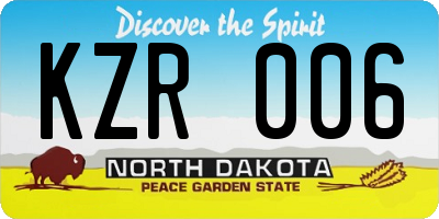 ND license plate KZR006