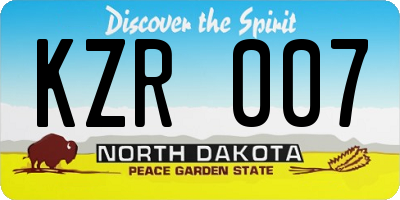 ND license plate KZR007