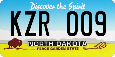 ND license plate KZR009