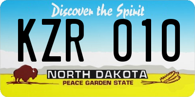 ND license plate KZR010