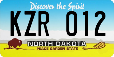 ND license plate KZR012