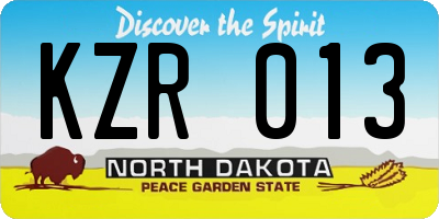 ND license plate KZR013