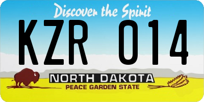 ND license plate KZR014