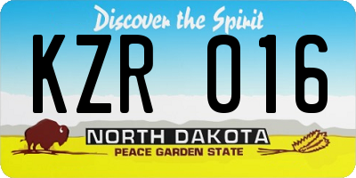 ND license plate KZR016