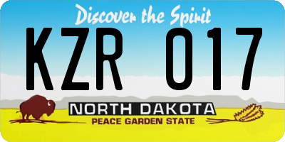 ND license plate KZR017