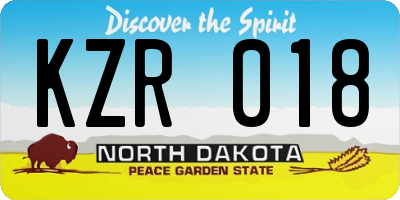ND license plate KZR018