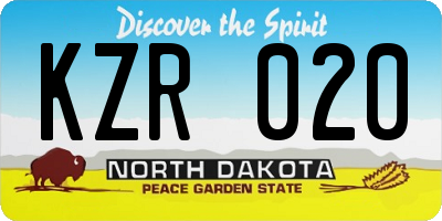 ND license plate KZR020