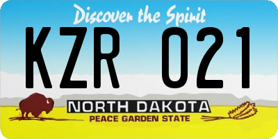 ND license plate KZR021