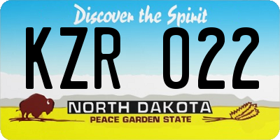 ND license plate KZR022