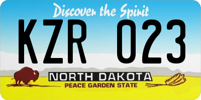 ND license plate KZR023