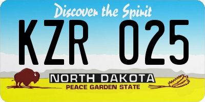 ND license plate KZR025