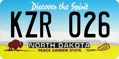 ND license plate KZR026