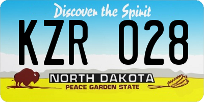 ND license plate KZR028