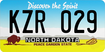 ND license plate KZR029