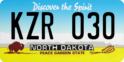 ND license plate KZR030