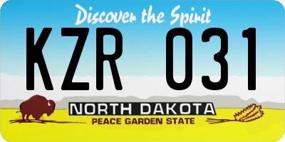 ND license plate KZR031