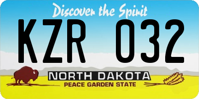 ND license plate KZR032