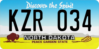 ND license plate KZR034