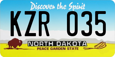 ND license plate KZR035