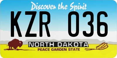 ND license plate KZR036