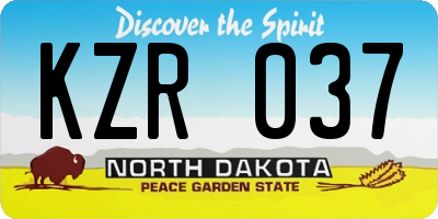 ND license plate KZR037