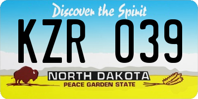 ND license plate KZR039
