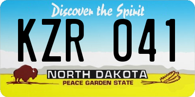 ND license plate KZR041