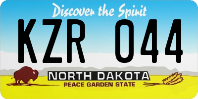 ND license plate KZR044