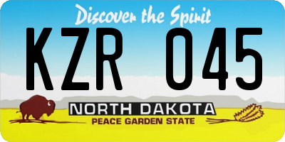 ND license plate KZR045