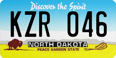 ND license plate KZR046