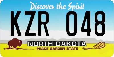 ND license plate KZR048