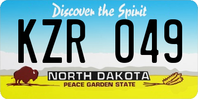 ND license plate KZR049