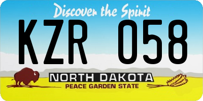 ND license plate KZR058