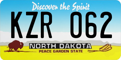 ND license plate KZR062