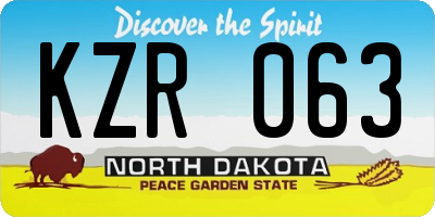 ND license plate KZR063